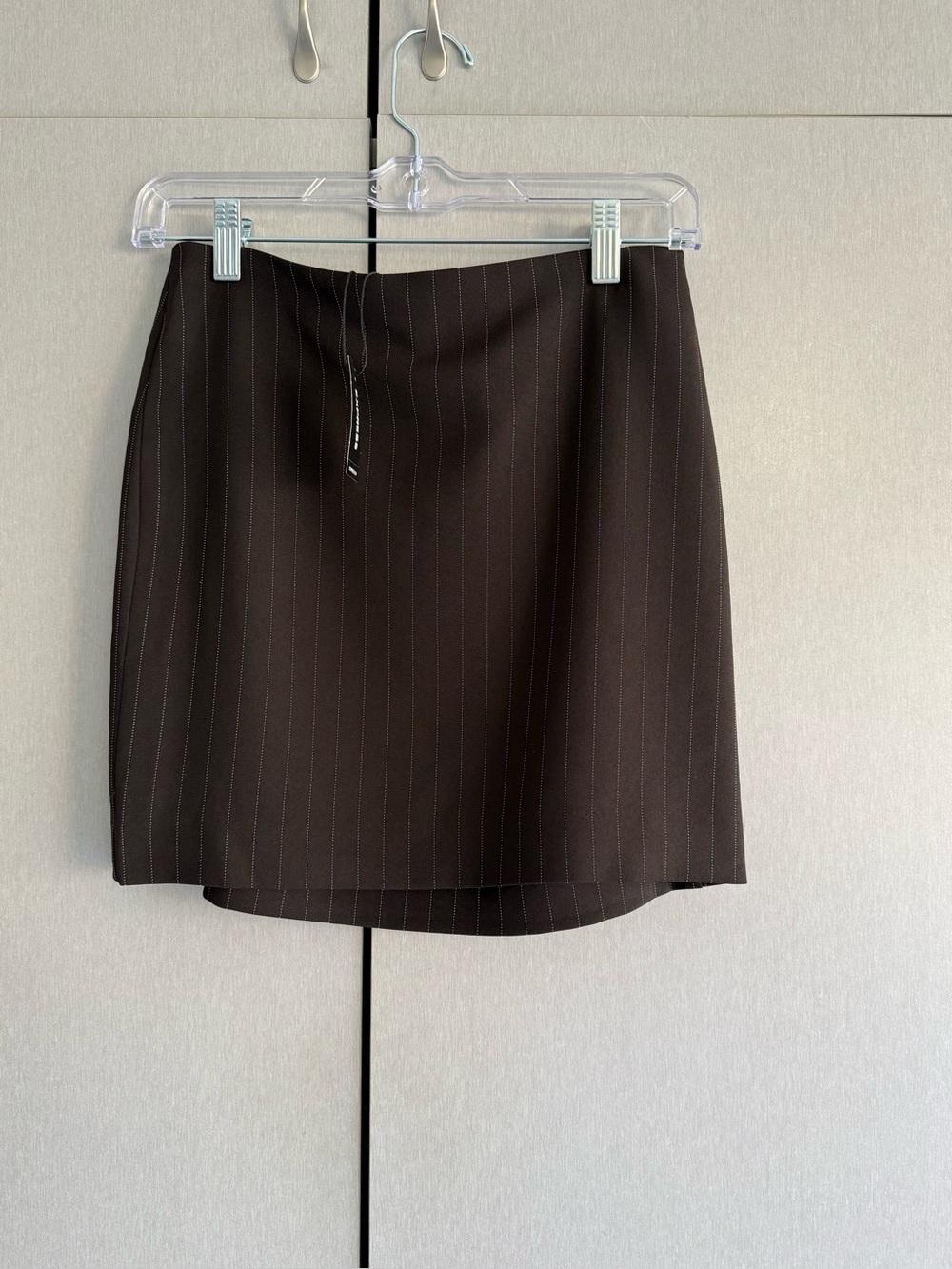 Express Brown Pinstripe Mini Skirt